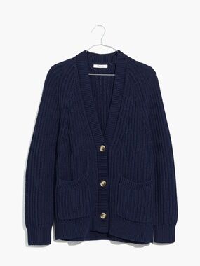 NWT Madewell Murray Navy Blue Button Front Ribbed Cardigan Size women’s M medium